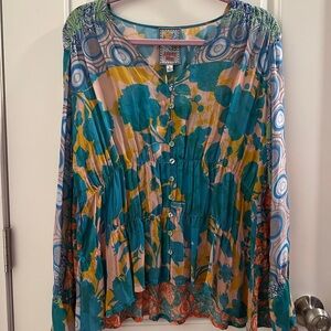 Johnny Was Multicolor Floral Blouse